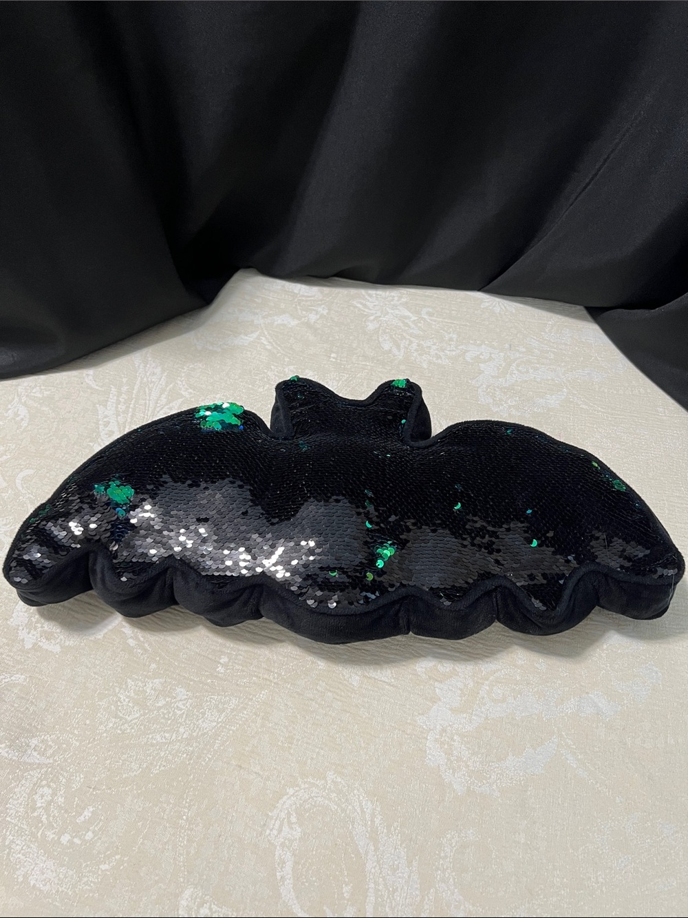 Black Sequin Bat Pillow